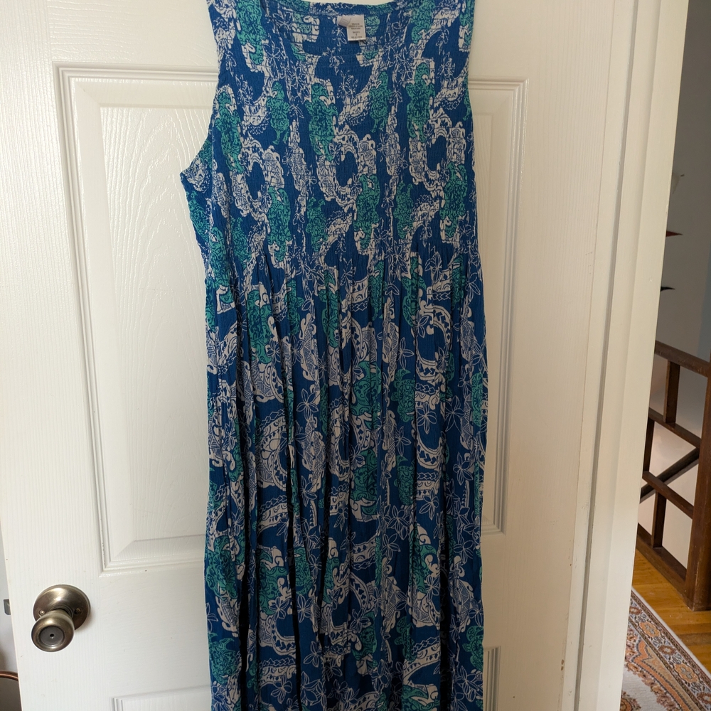 Women's Kaktus y2k 90s turtle calypso sleeveless dress beach coverup small large